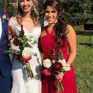 Apple red brides maid dress